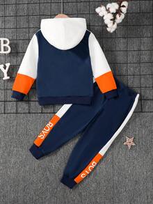 Chàng trai trẻ Đồ họa Chữ cái Khối màu Áo Hoodie & Quần thể thao - Nhiều màu - Xem 2