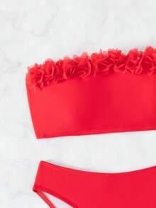 Bộ bikini Bandeau Appliques - Đỏ - Xem 6