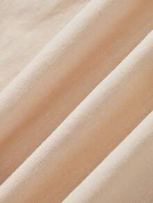 SHEIN LUNE Solid Puff Sleeve A-line Dress - Apricot - View 6