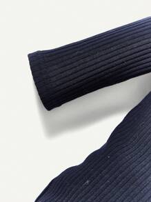 Cozy Pixies Baby Boy 2pcs Solid Zip Front Ribbed Knit Sleep Jumpsuit - Dusty Blue - View 7