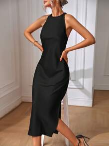 EMERY ROSE 纯色纽扣后背背心长裙女装