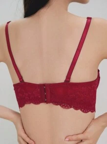 DAZY Floral Lace Underwire Bra - Burgundy - View 2