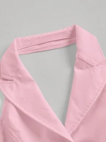 SHEIN MOD Solid Button Front Halter Top