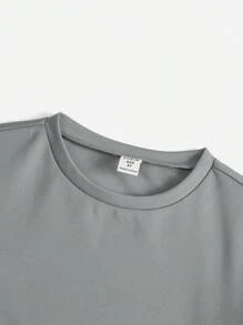 SHEIN 男大童1入組字母圖案運動衫&1入組衛褲 - 灰色 - 查看 3