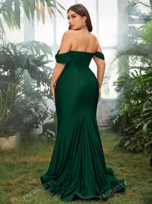 Faeriesty Robe de soirée longue avec épaules dénudées et ourlet de sirène, robe élégante pour le bal de promo, le mariage ou les dîners. Convient pour les cérémonies de remise des diplômes.