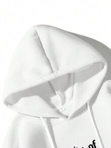 Manfinity Homme Nam Đồ họa Chữ cái Túi kangaroo Dây rút Hoodie - trắng - Xem 5