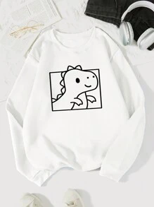 SHEIN EZwear 卡通圖案加絨內裏運動衫