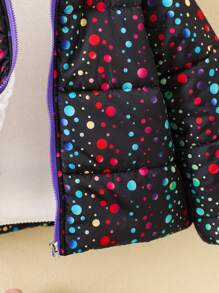 SHEIN 1 pezzo Cappotto imbottito con cappuccio e stampa a pois per giovani ragazze
