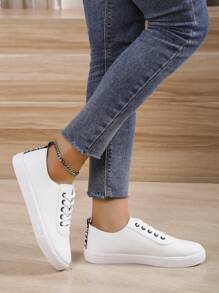 休閒平底滑板鞋女士防滑運動鞋 - 白色 - 查看 5