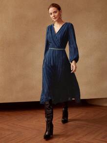 MOTF PREMIUM GLITTER CHAIN BELT DRESS - Royal Blue - View 6