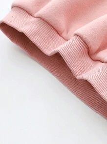 Tween Girl Letter Graphic Striped Trim 2 In 1 Sweatshirt - Pink - View 4