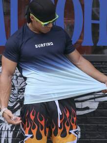 Manfinity Sport Corelite Männer Farbverlauf Buchstaben Grafik Sport Tee Workout Tops