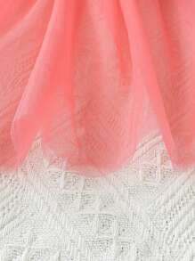 SHEIN Baby Girl Ruffle Trim Contrast Mesh Costume Bodysuit Dress - Pink - View 4