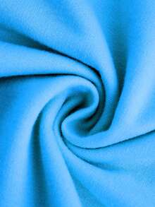 SHEIN 少女字母图案抽绳侧边卫衣连衣裙 - 藍色 - 查看 4