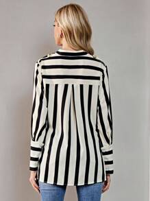 Aveloria Striped Print Knot Side Blouse