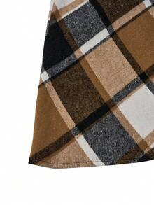 SHEIN LUNE 大碼格紋印花交叉露背背帶洋裝 - 彩色 - 查看 5