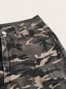 SHEIN Coolane Plus Camo Print Wide Leg Jeans - Multicolor - View 4