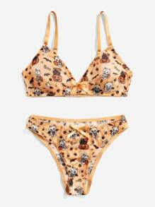 ROMWE Kawaii 萬聖節卡通圖案內衣套裝 - 彩色 - 查看 1