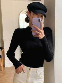 DAZY Suéter de estilo casual de negocios, nueva llegada para otoño, tops de manga larga, ropa de mujer para el otoño - Negro - Ver 4