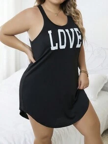 Plus Size Sleep Dresses - Black - View 6