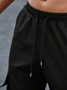 Manfinity Homme Men Flap Pocket Drawstring Waist Cargo Pants - Black - View 5