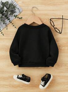 男婴熊印花卫衣，可爱简约，适合秋冬 - 黑色 - 查看 2