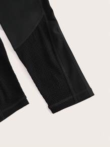 Easithlete Solid Wideband Waist Sports Leggings - Black - View 3