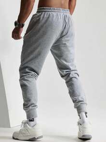 Manfinity Homme Men Loose Drawstring Waist Slant Pocket Sweatpants - Grey - View 2