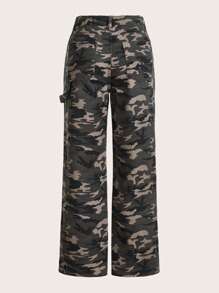 SHEIN Coolane Plus Camo Print Wide Leg Jeans - Multicolor - View 2