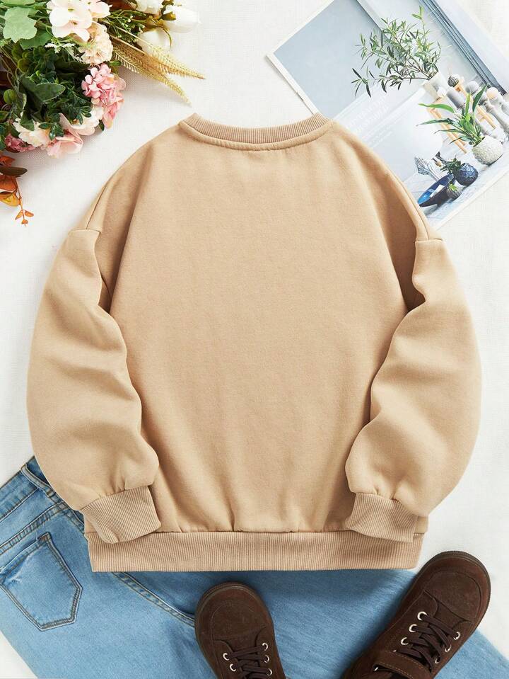 Teen Girl Letter Graphic Thermal Lined Sweatshirt | SHEIN UK
