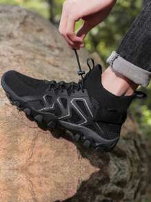 Women's climbing shoes laced sports shoes fashion black high-top flat shoes