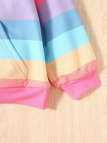 SHEIN Young Girl Unicorn Print Kangaroo Pocket Sweatshirt - Multicolor - View 4