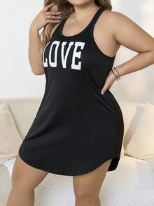 Plus Size Sleep Dresses - Black - View 5