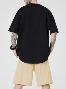 ROMWE MEN Street Life 男士卡通和字母圖案T恤和短褲 - 彩色 - 查看 2