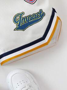 Tween Boy Letter Graphic Contrast Tape Shorts - White - View 5