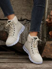 Bottes de neige plates à lacets colorées pour femmes, nouvelle collection 2024, chaudes pour l'hiver