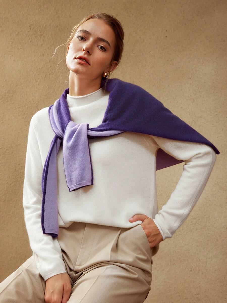 MOTF PREMIUM 100%純的羊絨雙色套頭毛衣