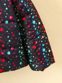 SHEIN 1 pezzo Cappotto imbottito con cappuccio e stampa a pois per giovani ragazze