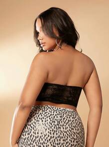 SHEIN SXY Plus Lace Panel Bustier Tube Top - Black - View 2