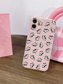 Littlemandyart 1pc Cartoon Cow Pattern Silicone Phone Case Compatible With IPhone - Multicolor - View 1