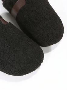 Dép xỏ ngón đế dày, mũi kín, mềm mại cho nữ, phong cách cổ điển có lót, ấm áp cho mùa thu/đông 2024 phiên bản Hàn Quốc mới - màu đen - Xem 6