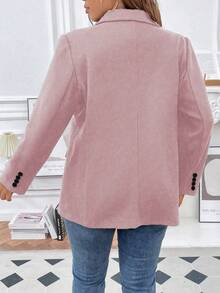 SHEIN Franclia Plus Lapel Neck Flap Detail Blazer - Baby Pink - View 2