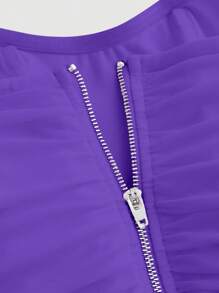 SHEIN MOD Xù Bandana Hem Lưới Ống ngọn - Màu tím - Xem 4