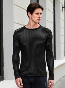 RueChic Men Striped Pattern Sweater - Black - View 1