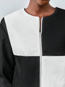 Maija Cazadora crop de dos tonos con cremallera - Multicolor - Ver 10