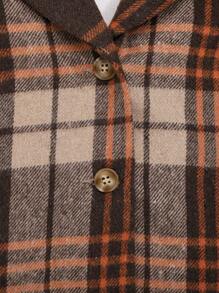 SHEIN Baby Girl Plaid Print Lapel Neck Coat & Pleated Hem Skirt Without Sweater - Multicolor - View 3