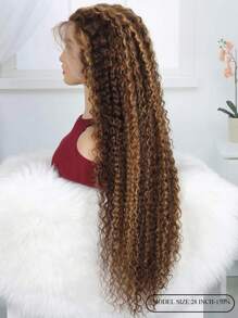 Highlight Water Curly Wave 13 X 4 Lace Front Wig Piano Color Pre Plucked Hairline High Density Natural Looking Highlight Color - S4/27 - View 3