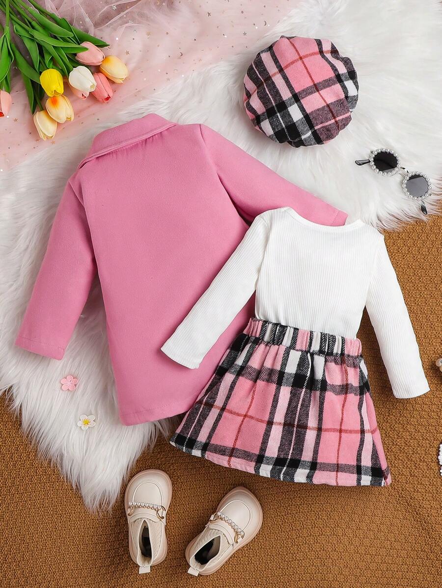 SHEIN Baby Girls' Autumn/Winter Outfit 2023 New Arrival 3Piece Set