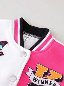 SHEIN Cô Gái Trẻ 1 Miếng Đồ họa Chữ cái Khối màu Áo khoác Đại học - Nhiều màu - Xem 3