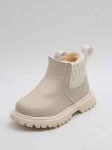 Kinder Schneestiefel, Jungen Und Mädchen Winter Stiefel Mit Weichem Anti-rutsch Pu Leder Obermaterial Und Plüsch Futter